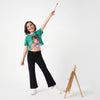 Cropped Fit Crew Neck Graphic Print T-Shirt
