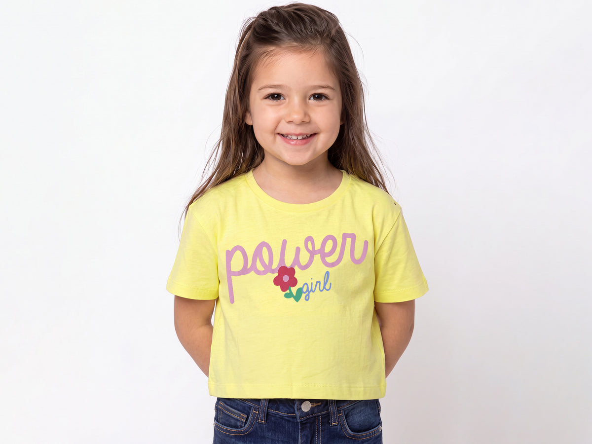 Cropped Fit Round Neck Typography T-Shirt