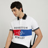 Relaxed Fit Polo Neck Color Block Dual Panel Pique T-Shirt