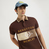 Relaxed Fit Polo Neck Color Block Dual Panel Pique T-Shirt