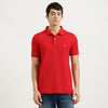 Relaxed Fit Polo Neck Solid Applique Logo Pique T-Shirt