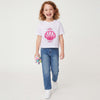Cropped Round Neck Embroidered T-Shirt