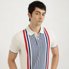 Regular Fit Polo Neck Striped Vertical Placket Placement T-Shirt
