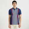 Regular Fit Polo Neck Striped Vertical Placket Placement T-Shirt
