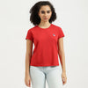 Round Neck Solid Embroidered T-Shirt