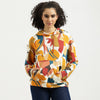 Hooded Neck Abstract Terra Sweatshirt