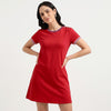 Round Neck Solid A-Line Dress