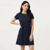 Round Neck Solid A-Line Dress