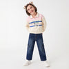 Cropped Fit Polo Neck Striped Sweatshirt