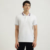 Relaxed Fit Polo Neck Solid Waffle Tipping T-Shirt