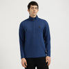 Relaxed Fit Mock Neck Solid Flat Back Rib Half Zipper Sweatshirt