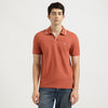 Regular Fit Johny Collar Solid Melange Pique T-Shirt