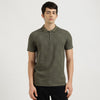 Regular Fit Polo Neck Geometric Print Zipper T-Shirt