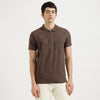 Regular Fit Polo Neck Geometric Print Zipper T-Shirt
