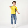 Solid Regular Fit Washed Cargo Denim Jeans
