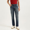 Solid Straight Fit Tinted Dark Wash Jeans