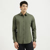 Slim Fit Spread Collar Solid Poplin Stretch Shirt
