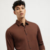 Slim Fit Spread Collar Solid Shirt