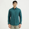 Slim Fit Spread Collar Solid Poplin Stretch Shirt