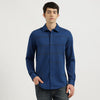 Slim Fit Spread Collar Printed Mercerised Abstract Bonded Tape Knit Shirt
