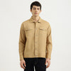Relaxed Fit Spread Collar Solid Linen Blend Utility Shirt