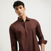 Regular Fit Spread Collar Solid Shirt