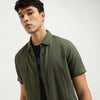Relaxed Fit Spread Collar Solid Shirt