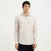 Regular Fit Semi-Cutaway Striped Lyocell Blend Shirt
