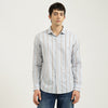 Regular Fit Semi-Cutaway Striped Lyocell Blend Shirt