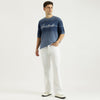 Men Boxy Fit Round Neck Self Design T-Shirt