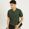 Men Regular Fit Johny Collar Heather Polo T-Shirt
