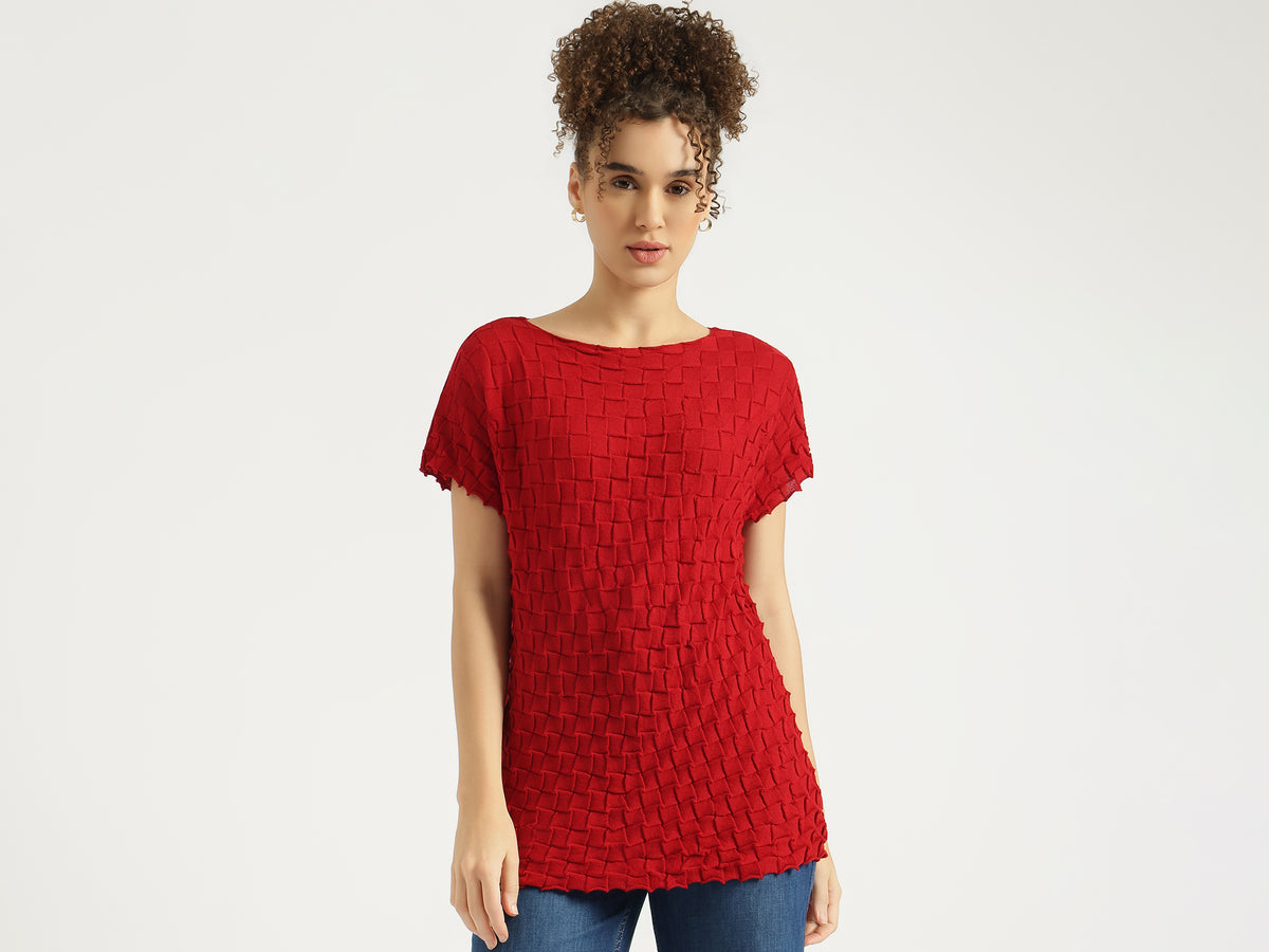 Women Round Neck Textured Top