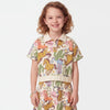Girls Cropped Polo Neck Printed T-Shirt