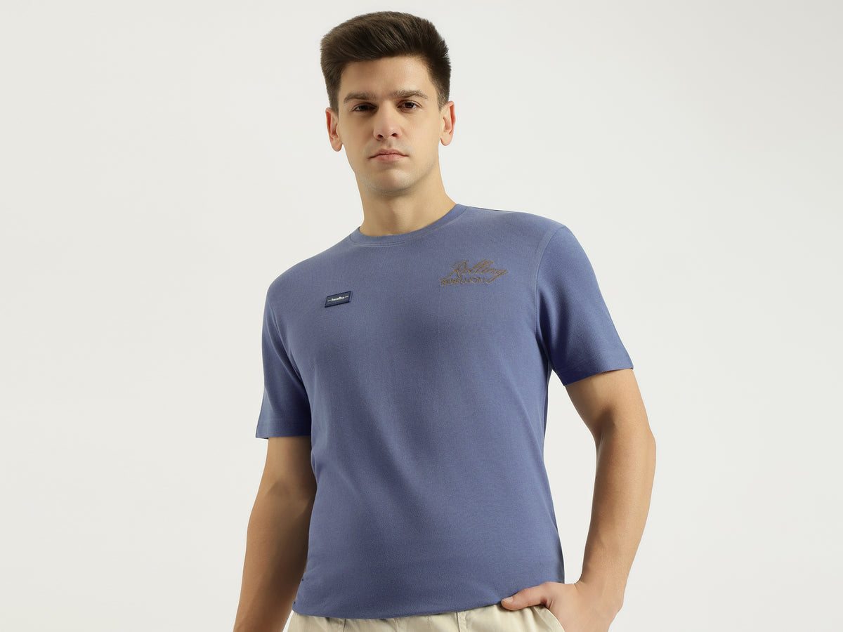 Men Relaxed Fit Round Neck Graphic Print T-Shirt
