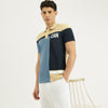 Men Regular Fit Polo Neck Colorblock T-Shirt