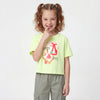 Girls Cropped Round Neck Printed T-Shirt