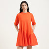 Round Neck Solid Dress