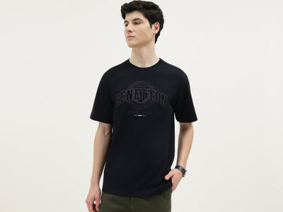 Boxy Fit Round Neck Embroidered T-Shirt