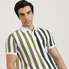 Regular Fit Polo Neck Striped Tshirt