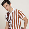Regular Fit Polo Neck Striped Tshirt