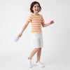 Girls Cropped Round Neck Stripe T-Shirt