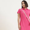 Polo Neck Solid Dress