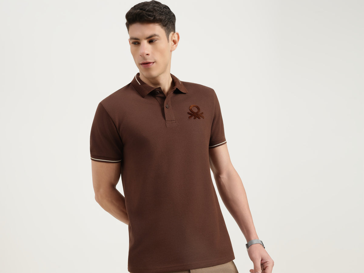 Regular Fit Polo Neck Solid T-Shirt