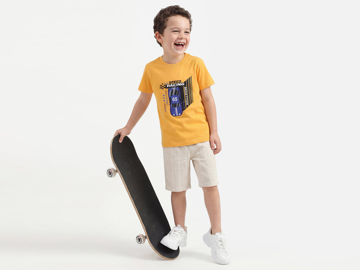 Regular Fit Round Neck Graphic Print Tshirt