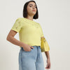 Round Neck Schiffli Embroidery T-Shirt