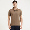 Relaxed Fit Polo Neck Self Design T-Shirt