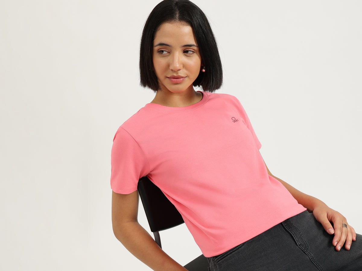 Round Neck Solid Basic T-Shirt