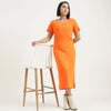 Round Neck Solid Dress