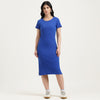 Round Neck Solid Bodycon Dress