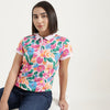 Polo Neck Floral T-Shirt